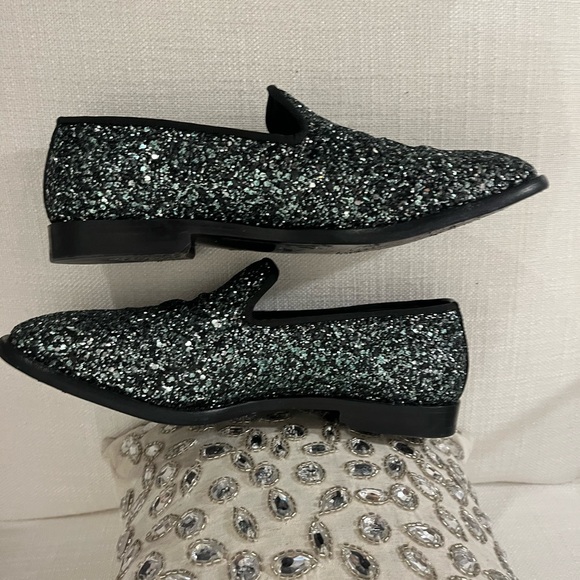 💎JIMMY CHOO Metallic Loafers. Size US 7/IT 37.5. Black&Metallic - Picture 6 of 12